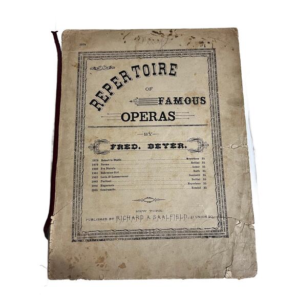 VTG Repertoire of Famous Operas Sheet Music by Fred Beyer - Picture 1 of 4